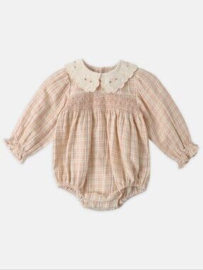Quincy Mae Callie Romper Pink Plaid 2/3Y